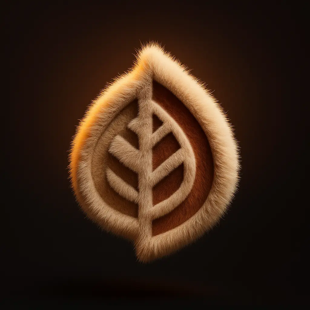3D furry style logo of leaf