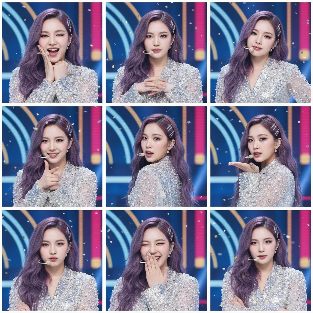 Photo booth grid of kpop star
