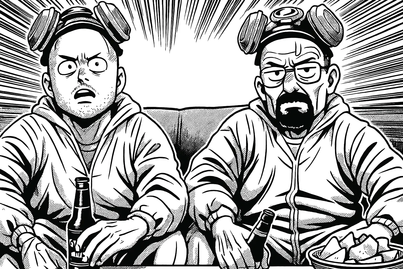 Japanese gag manga style illustration of breaking bad