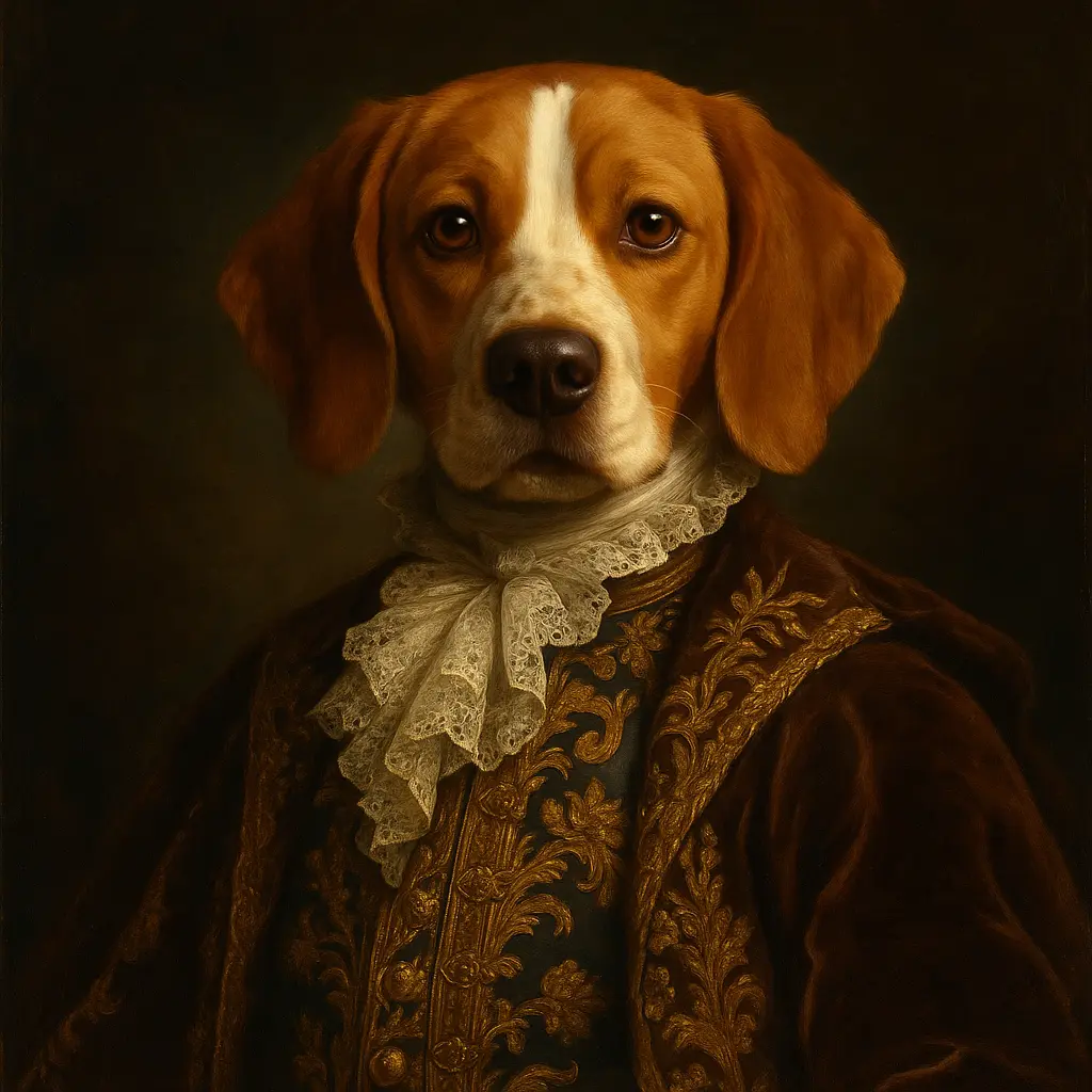 Royal pet portrait of a dog