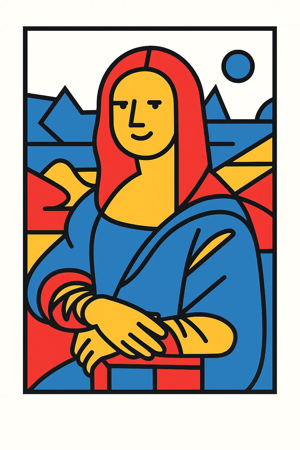 cartoon and geometric style mona lisa