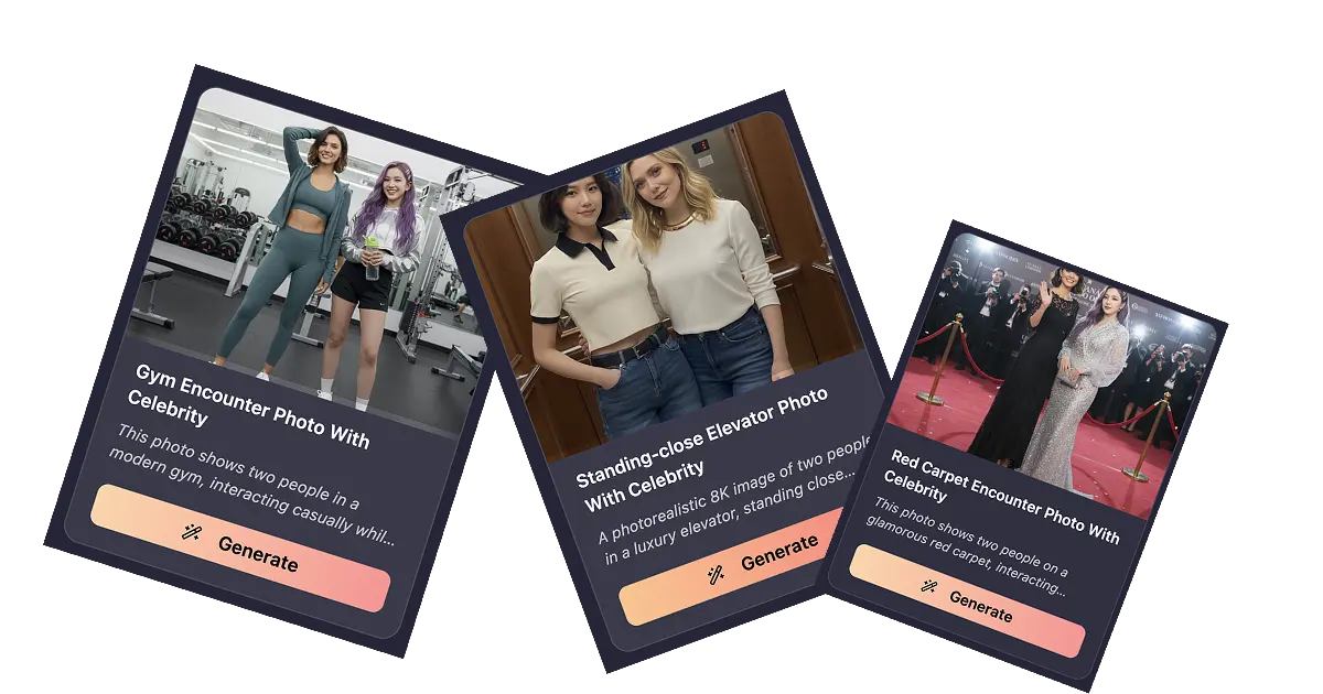 Pick celebrity and elevator scene for AI photo