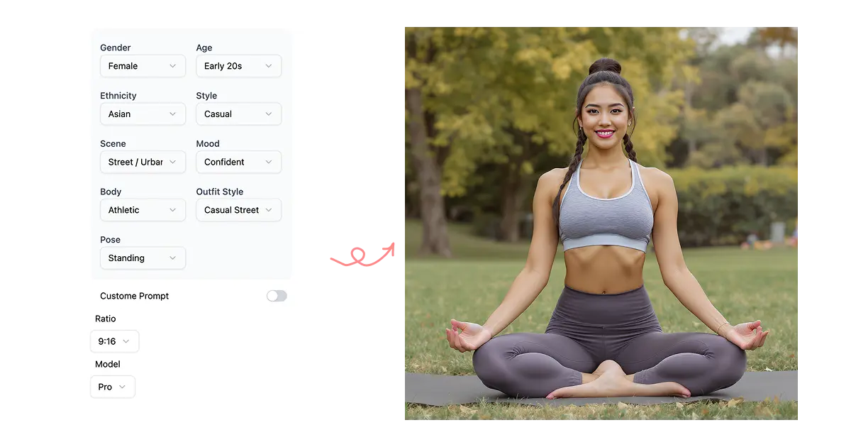 AI Influencer Generator creating a virtual model