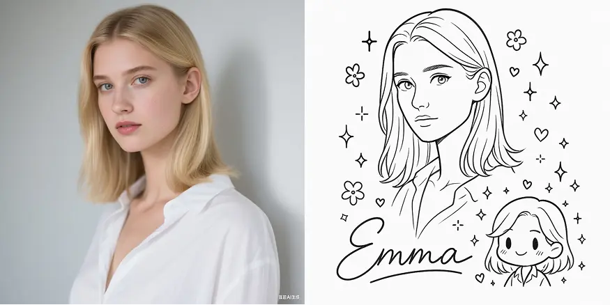 Hand Drawn style headshot example