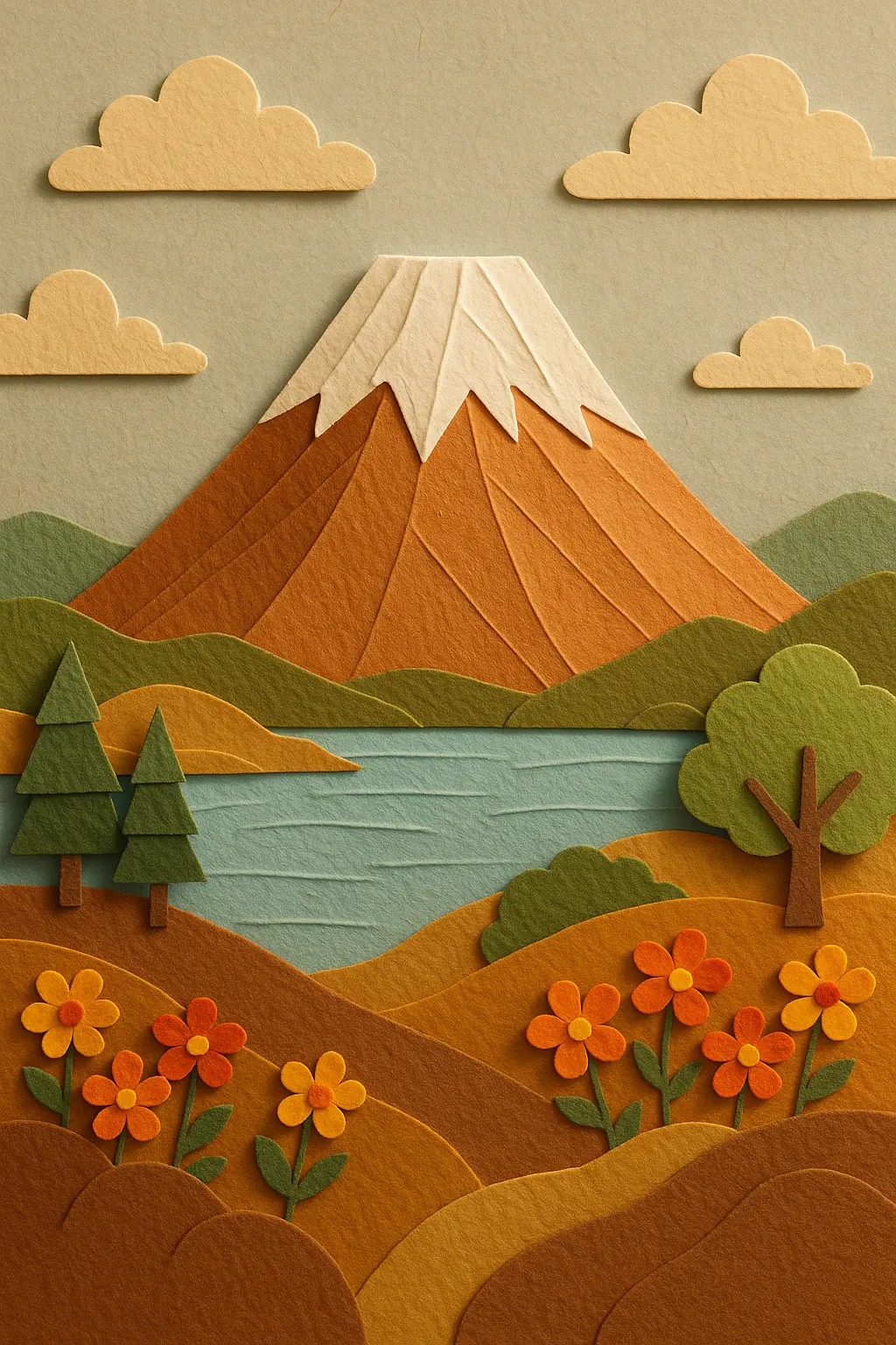 Paper craft style of mount fuji 