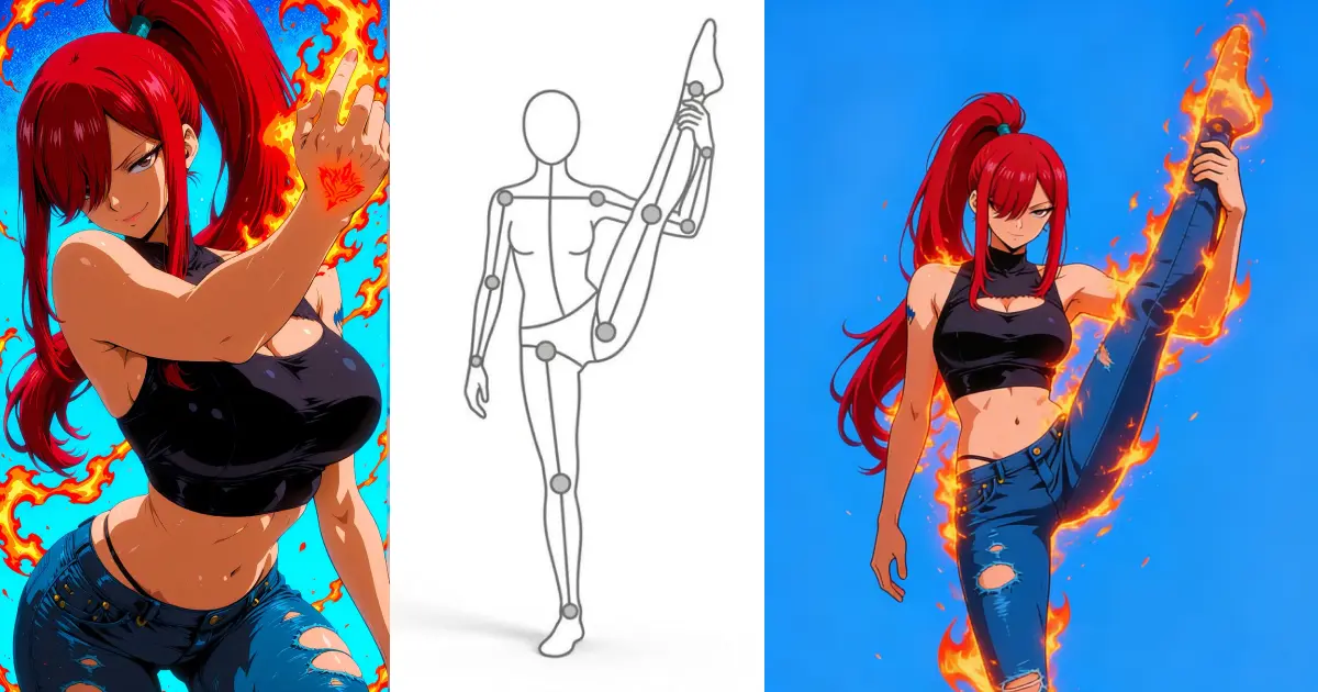 Anime character recreated in a new pose