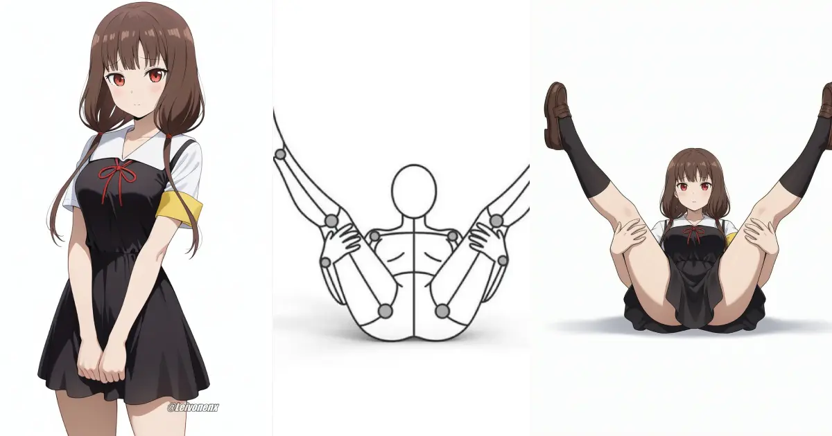 Pose transfer with a different outfit and background