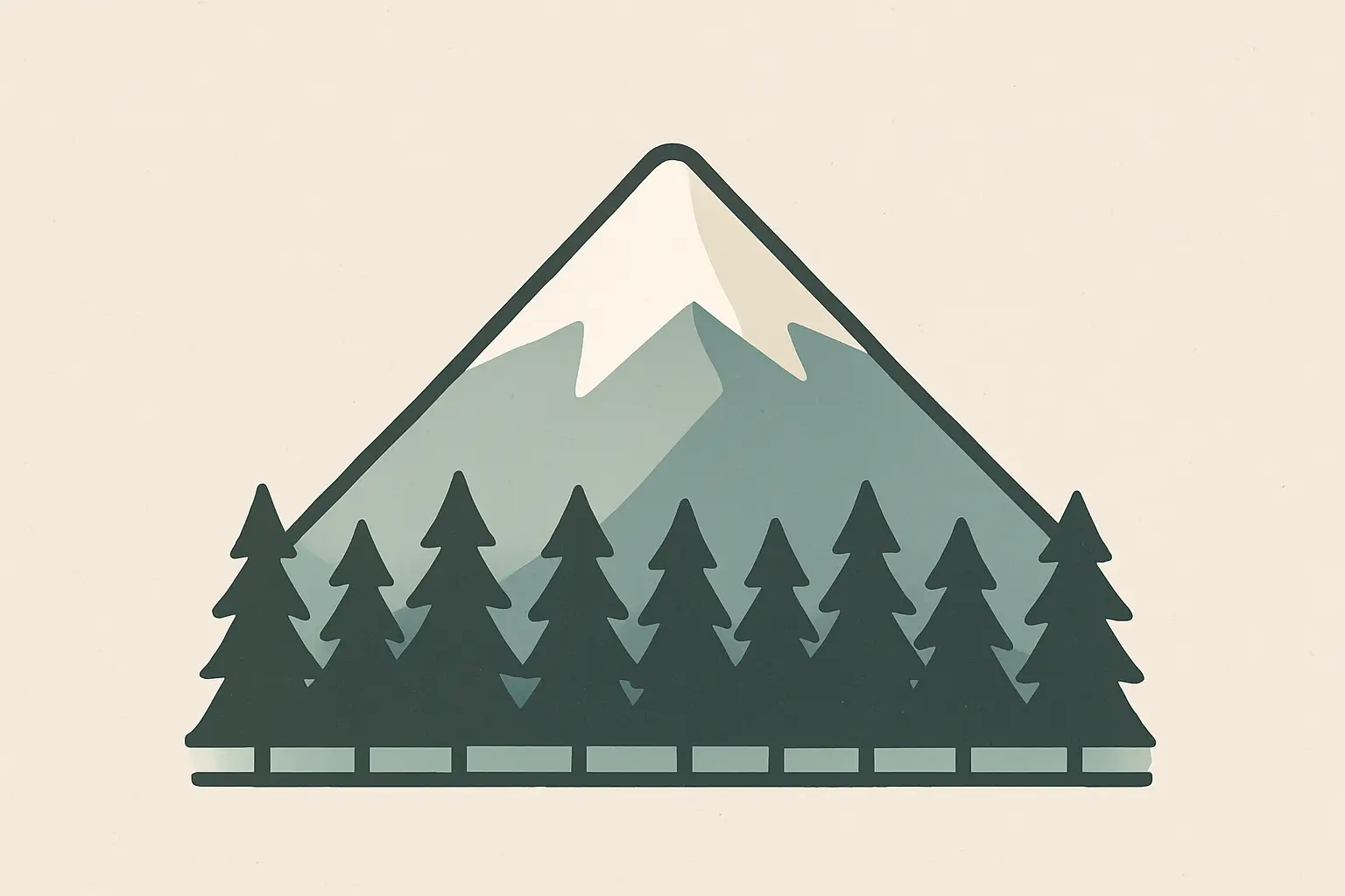 Snowy mountain with pine forest
