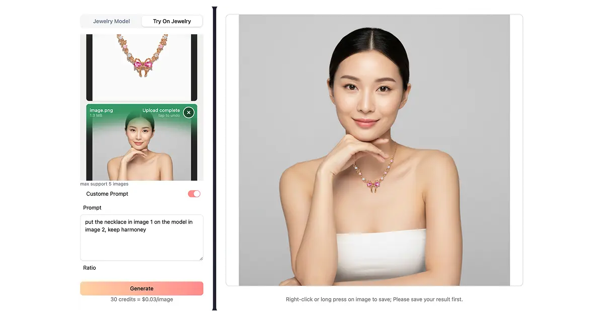 AI jewelry virtual try-on demo