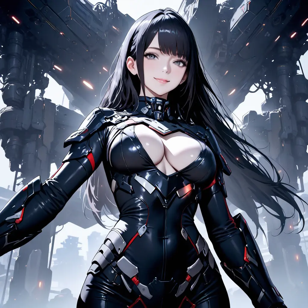 Futuristic anime waifu warrior